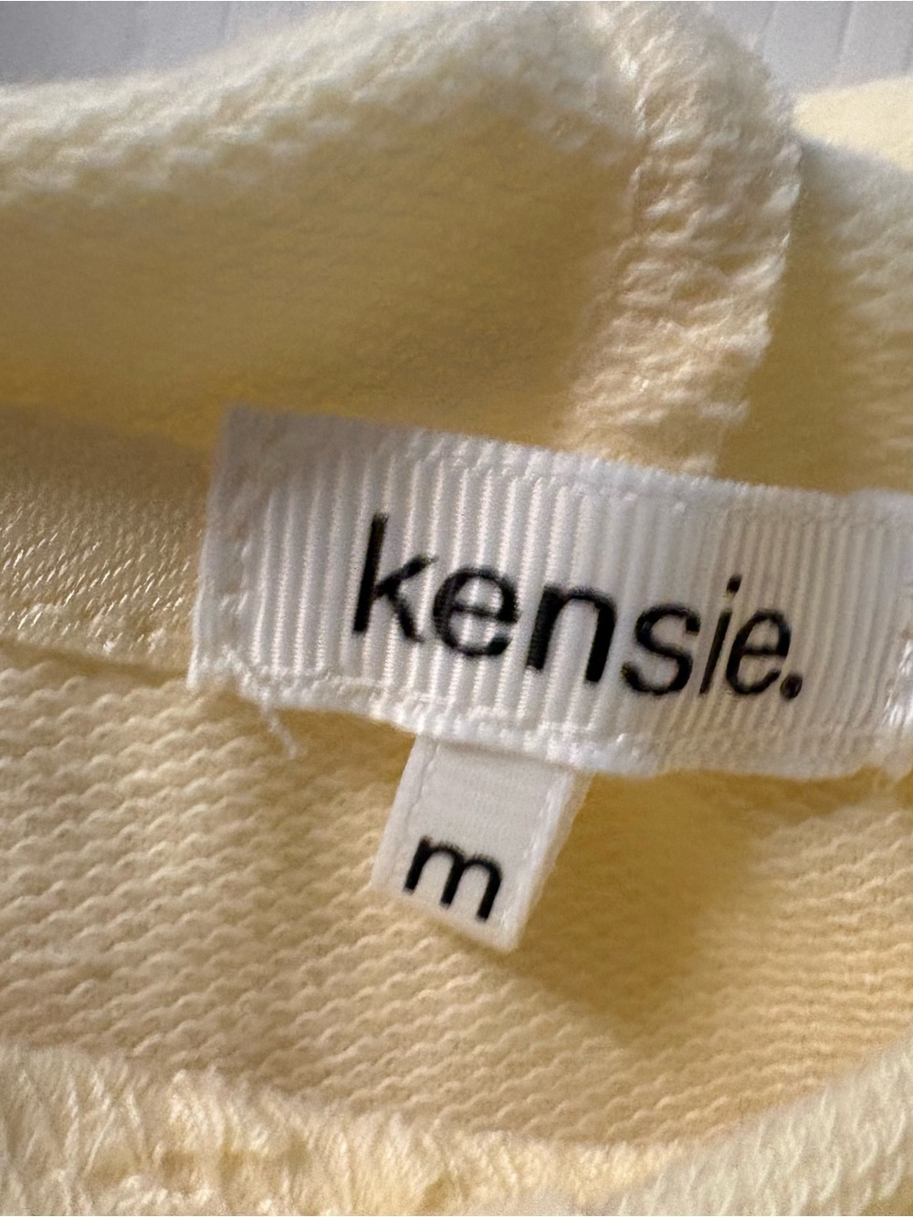 NWT Kensie Yellow Cream Blanket Stitch Pullover Hoodie M - Picture 3 of 7